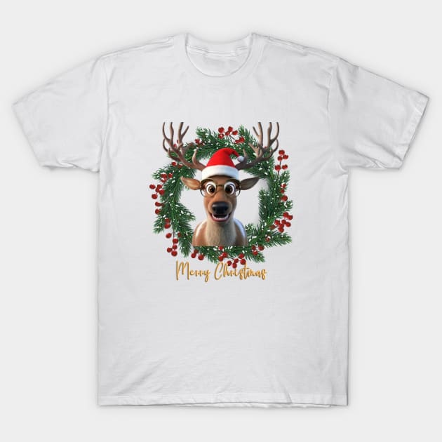 Santa reindeer christmas T-Shirt by TeeandecorAuthentic